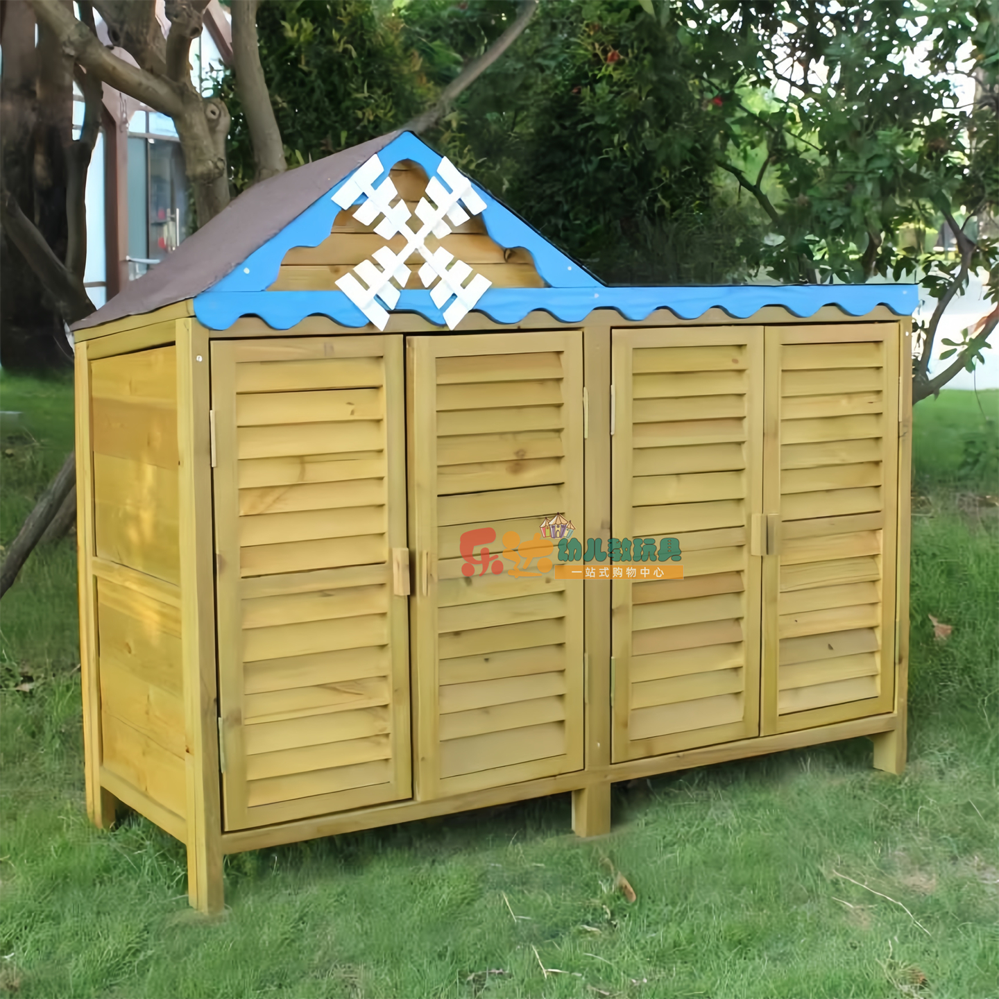 幼儿园儿童户外储物收纳柜防腐木芬兰木防雨防晒置物架室外专用