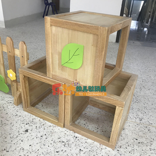 幼儿园儿童置物架组合收纳储物柜实木双三造型储物柜高低柜玩具柜