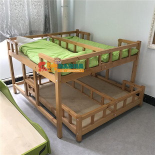 幼儿园儿童高低床上下铺推拉床带轮子实木六人午睡床学生午托床