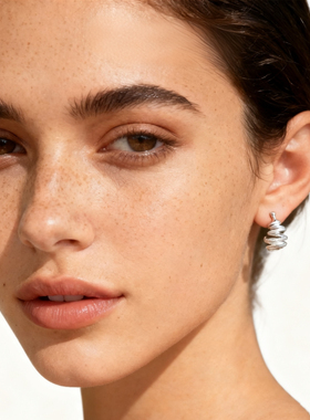 925银针原创哑光喷砂银气质肌理感耳钉个性创意小众高级感耳饰女