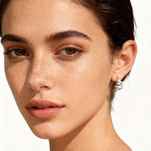 创意小众高级感耳饰女 925银针原创哑光喷砂银气质肌理感耳钉个性