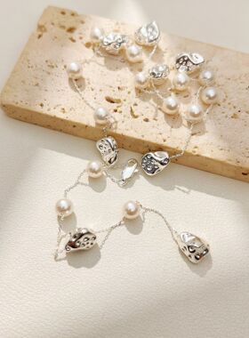 高级感小众设计熔岩不规则珍珠项链女轻奢风锁骨链时尚百搭饰品