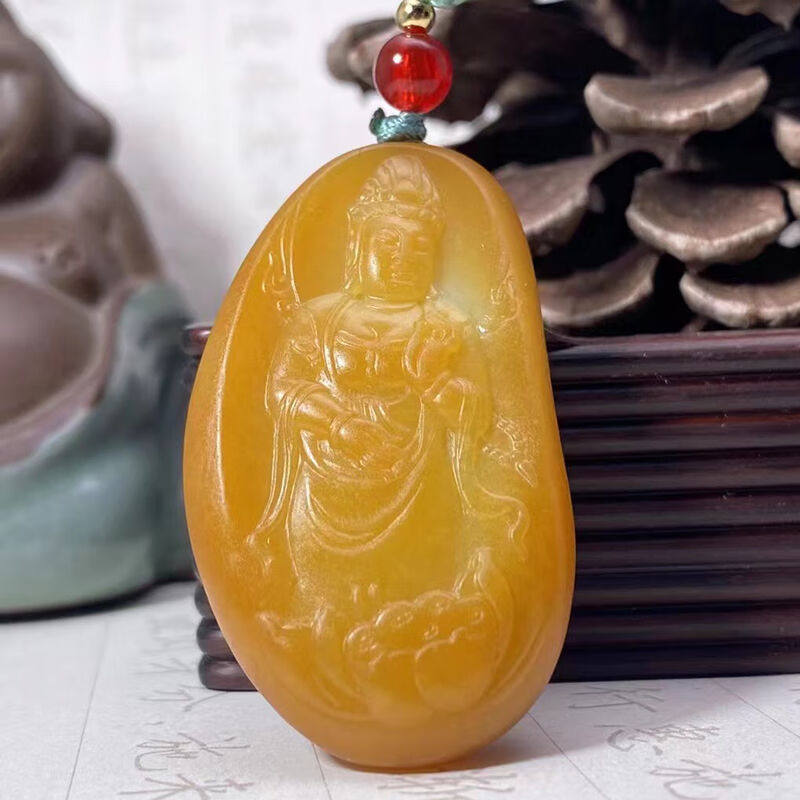 慈心缘和田玉观音吊坠男女项链挂件玉牌送生日礼物47*27*9mm