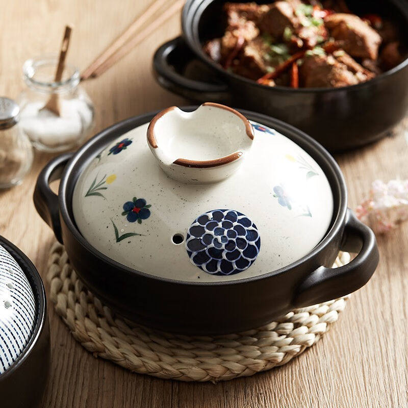 博为（BW）日式砂锅家用陶瓷煲汤炖锅小号煲仔锅明火专用绣球花-2