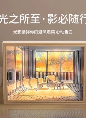 柬渝灯光画装饰氛围小夜灯生日妇女节礼物送女友朋友闺蜜员工相框
