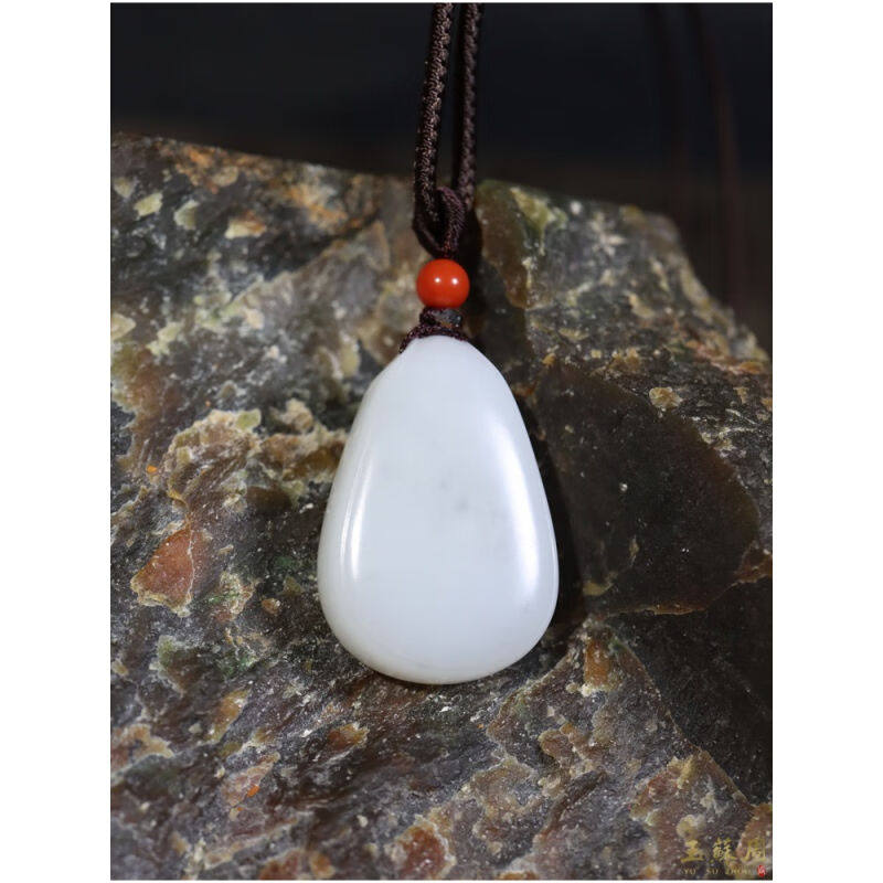 玉蘇周现货G129&16.8克新疆和田玉籽料青花平安牌玉吊坠挂件