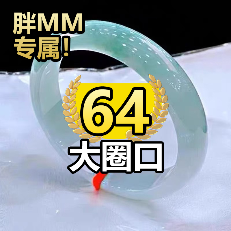 大号翡翠64缅甸翡翠手镯67老坑浅绿飘花大圈口65冰种玉镯子68大码