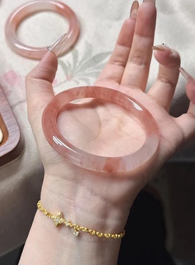 缅甸翡翠手镯平替石英岩桃花酿玉镯情人节礼物母亲节送妈妈