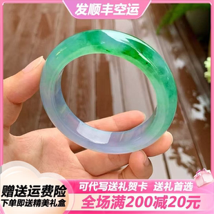 冰春彩正装 翡翠送女友 手镯缅甸翡翠手镯老坑翡翠玉手镯冰糯种女款