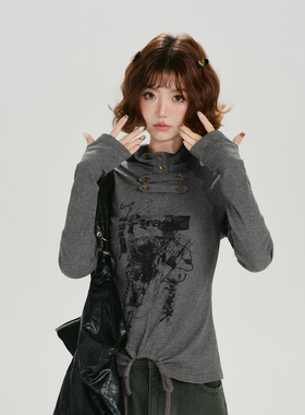 2/24  00:00上新当天2件95折【Girlyhalo】灰色半高领T恤