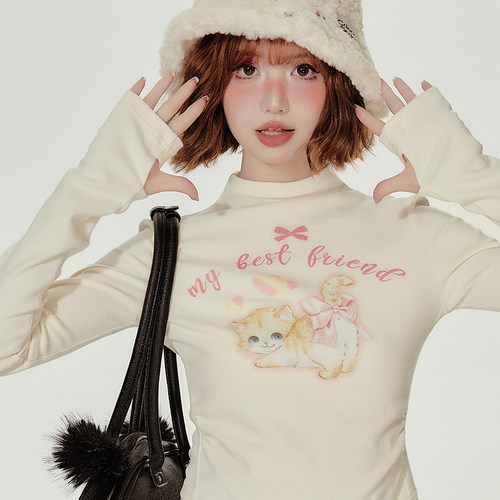 2000限时9.5折猫咪图案小高领