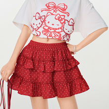 Girlyhalo红色波点多层半身裙女夏季新款甜辣高腰a字蛋糕裙短裙