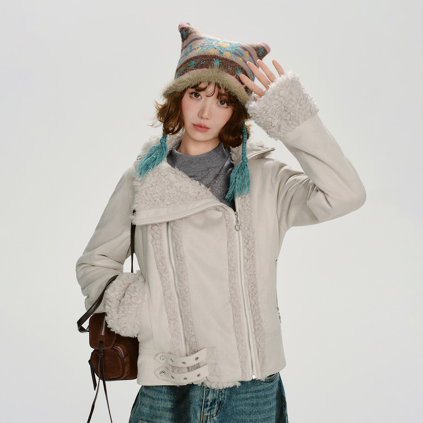 Girlyhalo美式复古设计感麂皮绒外套女秋冬新款短款加厚保暖上衣,女装/女士精品,短外套,淘宝优惠券,粉丝福利购,淘宝优惠卷