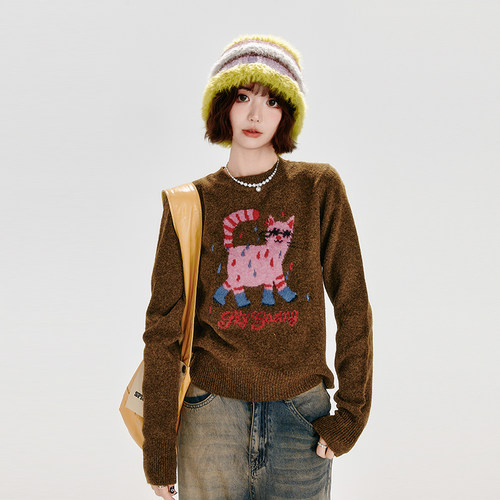 2024上新猫咪圆领毛衣