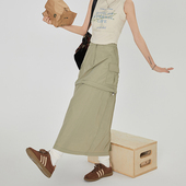 复古a字裙中长款 Girlyhalo工装 美式 2023新款 直筒裙 风半身裙女夏季