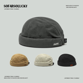 帽子男日系复古文艺瓜皮帽嘻哈水手帽春秋季 无檐帽子地主潮雅痞帽