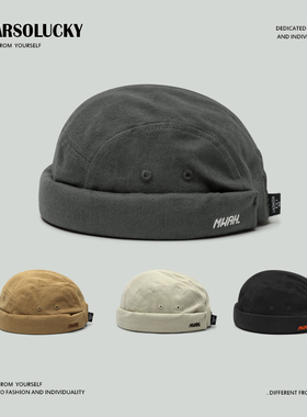 帽子男日系复古文艺瓜皮帽嘻哈水手帽春秋季无檐帽子地主潮雅痞帽