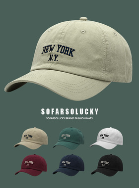 韩版ins潮牌情侣NY美式棒球帽子男女百搭字母刺绣鸭舌帽男遮阳帽