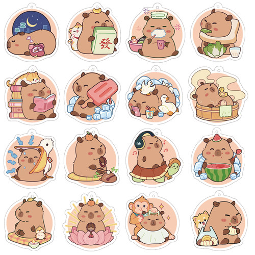 卡皮巴拉卡通可爱水豚亚克力双面透明高清挂件周边谷子收藏礼物