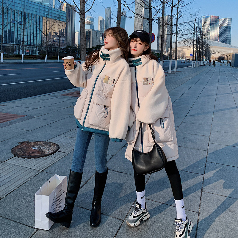 现货！短款羊羔毛拼接短款外套长款大衣B123A_P220-P235_K325-33,女装羽绒服,浙宝123A