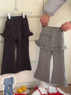 带花边喇叭裤 女童带屁帘裤 子春秋2026女宝修身 长裤 休闲裤