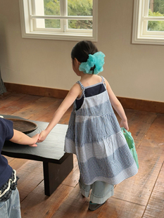 女童叠穿连衣裙夏装2026儿童裙子夏季吊带裙礼服小女孩格子棉布裙