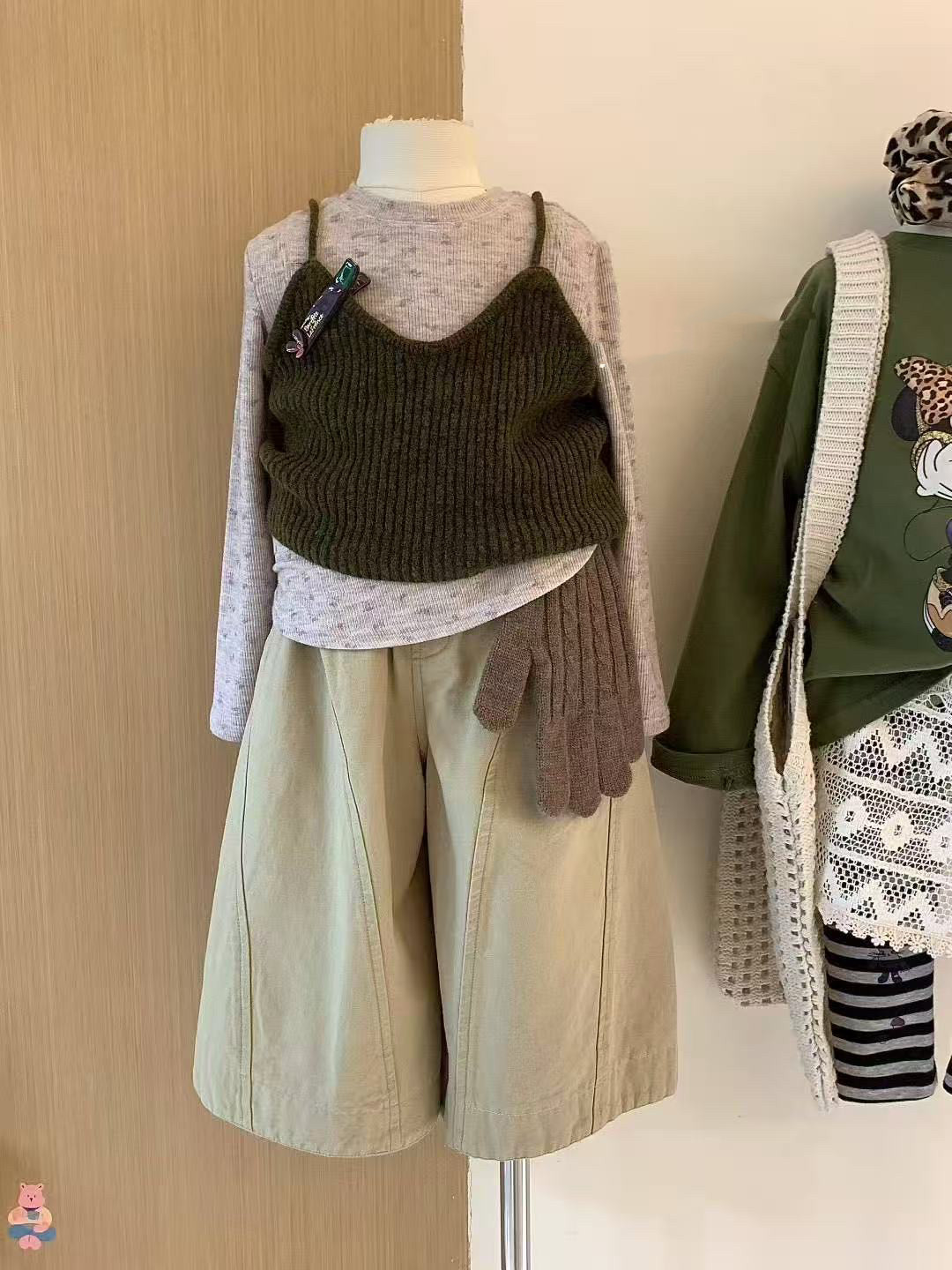 女童长袖t恤马甲两件套秋装2025女孩针织背心碎花打底衫+长裤叠穿,童装/婴儿装/亲子装,T恤,淘宝优惠券,粉丝福利购,淘宝优惠卷