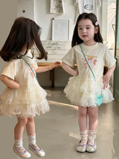拼接彩虹网纱裙子女孩夏装 女宝宝公主裙 2026新韩版 女童连衣裙夏季
