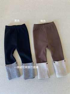 女童袜套打底裤加绒秋冬2025女宝无骨高弹力针织袜套拆卸两穿裤子