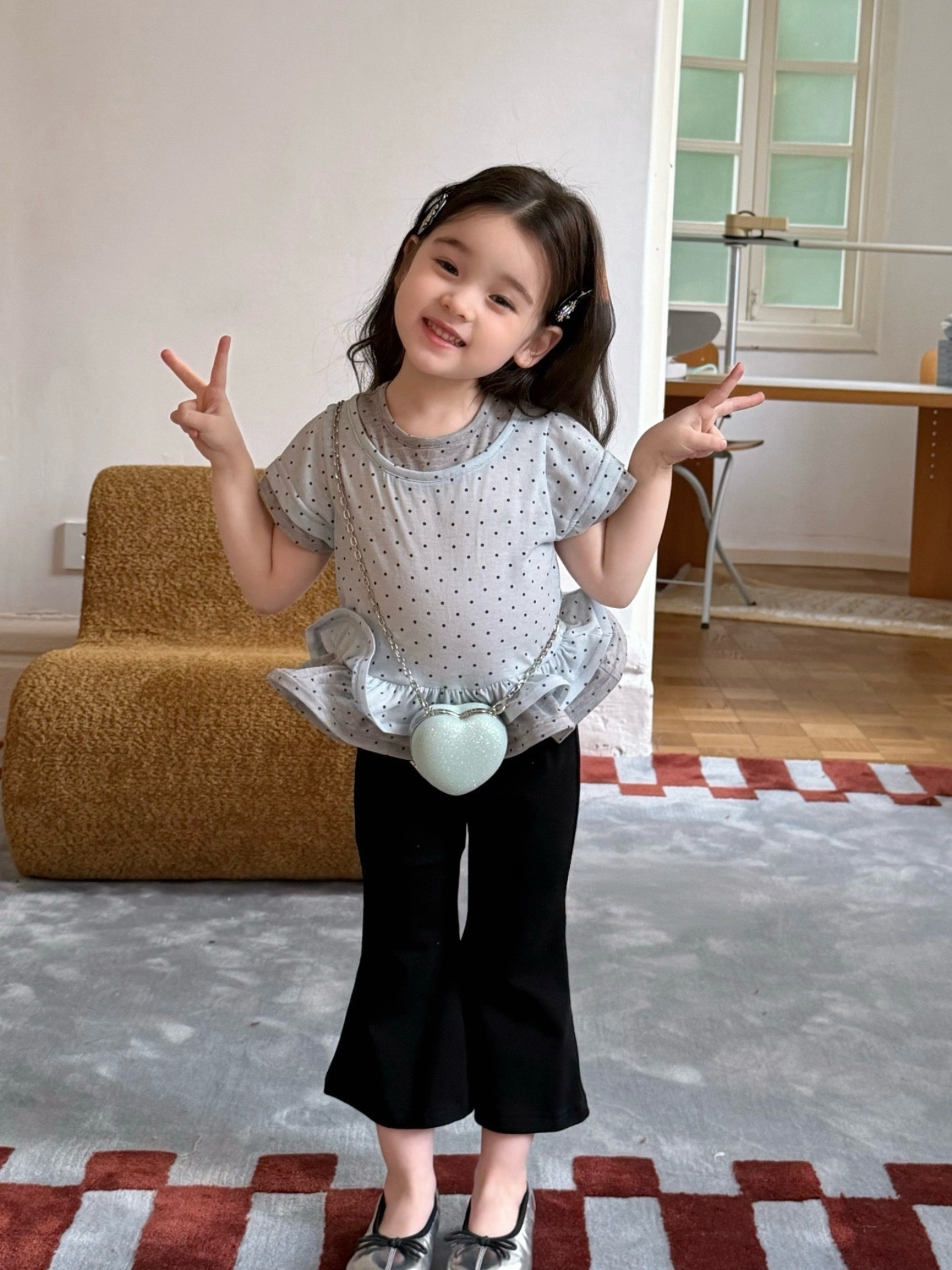 女童短袖T恤夏装2026女宝韩儿童超甜美体恤半袖波点t恤带花边上衣图片