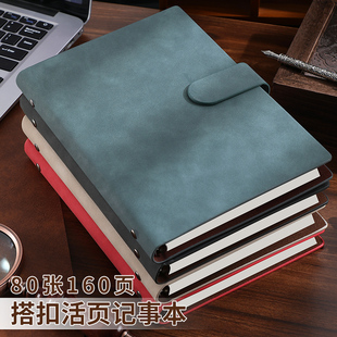 活页B5A5笔记本子可印logo厚本子简约大学生考研日记本记事本文具商务办公皮面会议记录本高颜值礼品定制