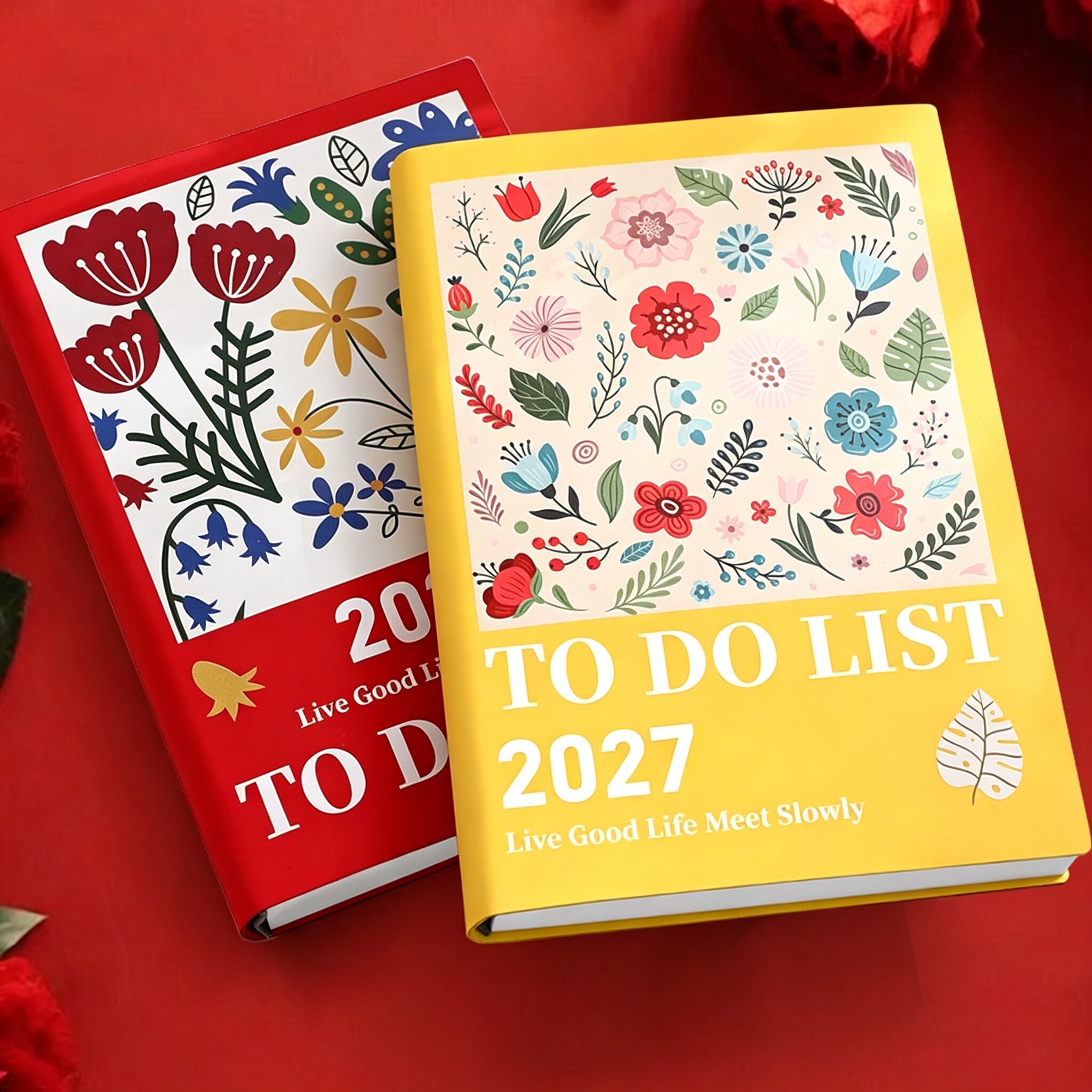 2027年日程本新款花卉笔记本本子支持定制可印logoA5每日计划表月计划本日历记事本工作效率手册本时间轴管理