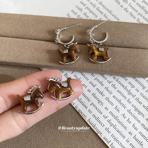 银针锆石树脂小马耳钉本命年美拉