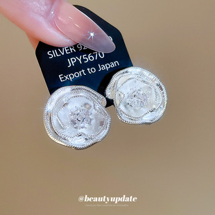 银针冷淡风锆石花朵耳钉韩系ins小众时尚百搭耳环轻奢高级感耳饰