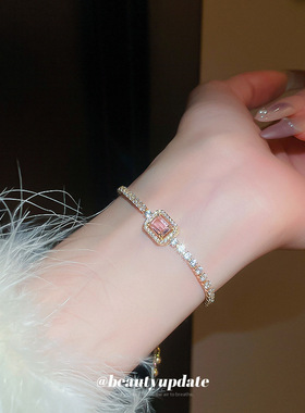 高级感锆石方钻抽拉手链女ins风