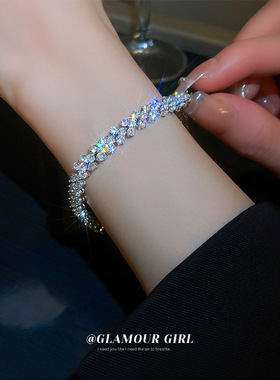 新款超闪锆石拼接卡扣手链韩国时尚轻奢高级感气质手环百搭手饰女