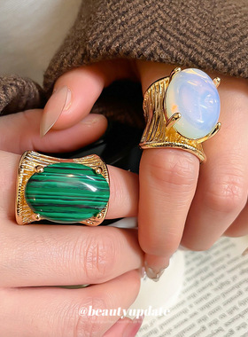 中古vintage椭圆形开口戒指轻奢