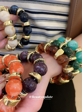 欧美跨境亚克力圆形晕染拼接手链