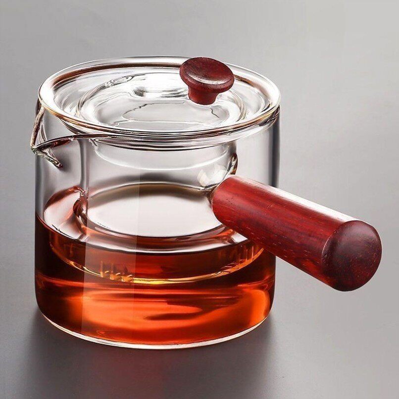 侧把直觉壶加厚耐热玻璃过滤煮茶器家用茶具套组黑晶炉煮茶冲茶器