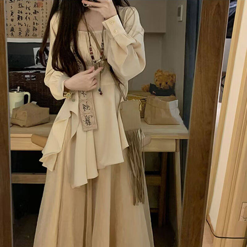 榕星禅服女禅意风春装温柔新中式国风清冷素衣茶服上衣半身裙套装