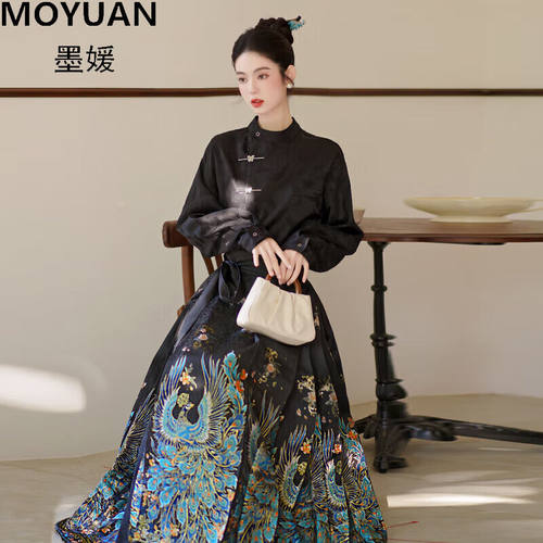 墨媛（MOYUAN）2024年春秋季新款女士汉服立领衬衫上衣小个子马面