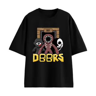 逃离大门roblox doors动漫印花中大童学生纯棉圆领短袖t恤夏上衣