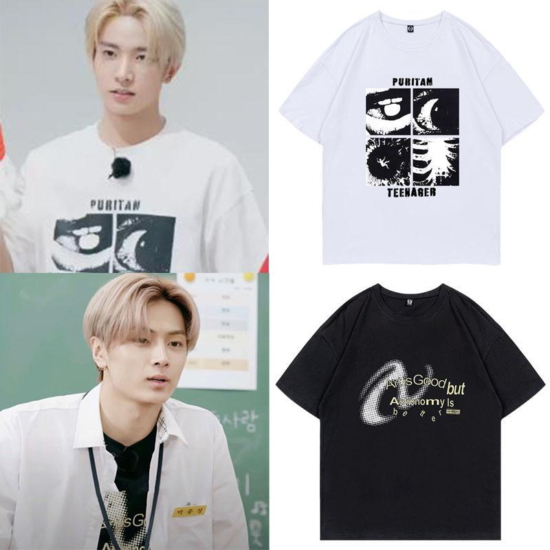 ENHYPEN朴综星李羲承同款宽松纯棉男女上衣服印花圆领短袖T恤图片