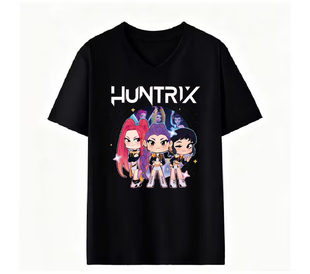 2026新款上衣卡通kpop猎魔女团周边夏季休闲男女童短袖纯棉夏短袖