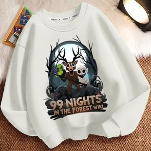 卫衣 99夜百搭春秋冬大中小男女儿童宽松圆领薄款 新款 森林中