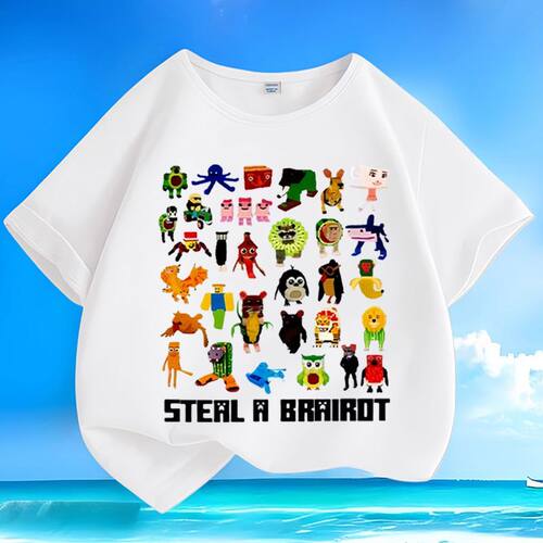 跨境游戏Steal a Brainrot 67号偷走脑红山海经短袖T恤男女童上衣