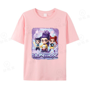 2026新款上衣卡通kpop猎魔女团周边夏季休闲男女童短袖纯棉夏短袖