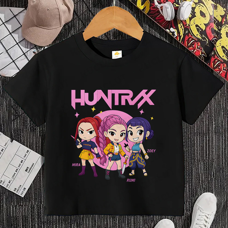 2025新款上衣卡通kpop猎魔女团周边夏装儿童短袖纯棉夏季半袖