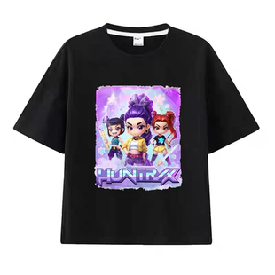 KPopDemonHunters猎魔女团RumiZoeyMira短袖衣服女孩中大童打底衫