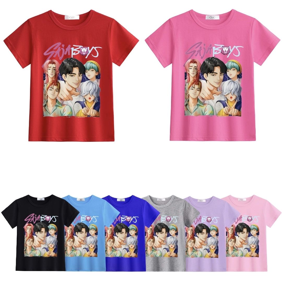 2025新款上衣卡通kpop猎魔男团女团周边夏装儿童短袖纯棉夏季半袖